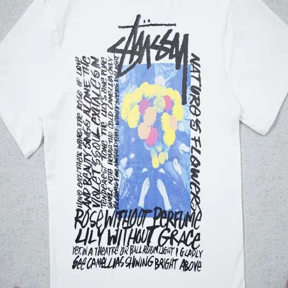 STUSSY Rear Logo Bouquet T-Shirt - White Short Sleeve - Picture 3 of 13